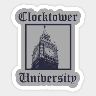 Clocktower University Shirt (Dark text, Classic style) Sticker